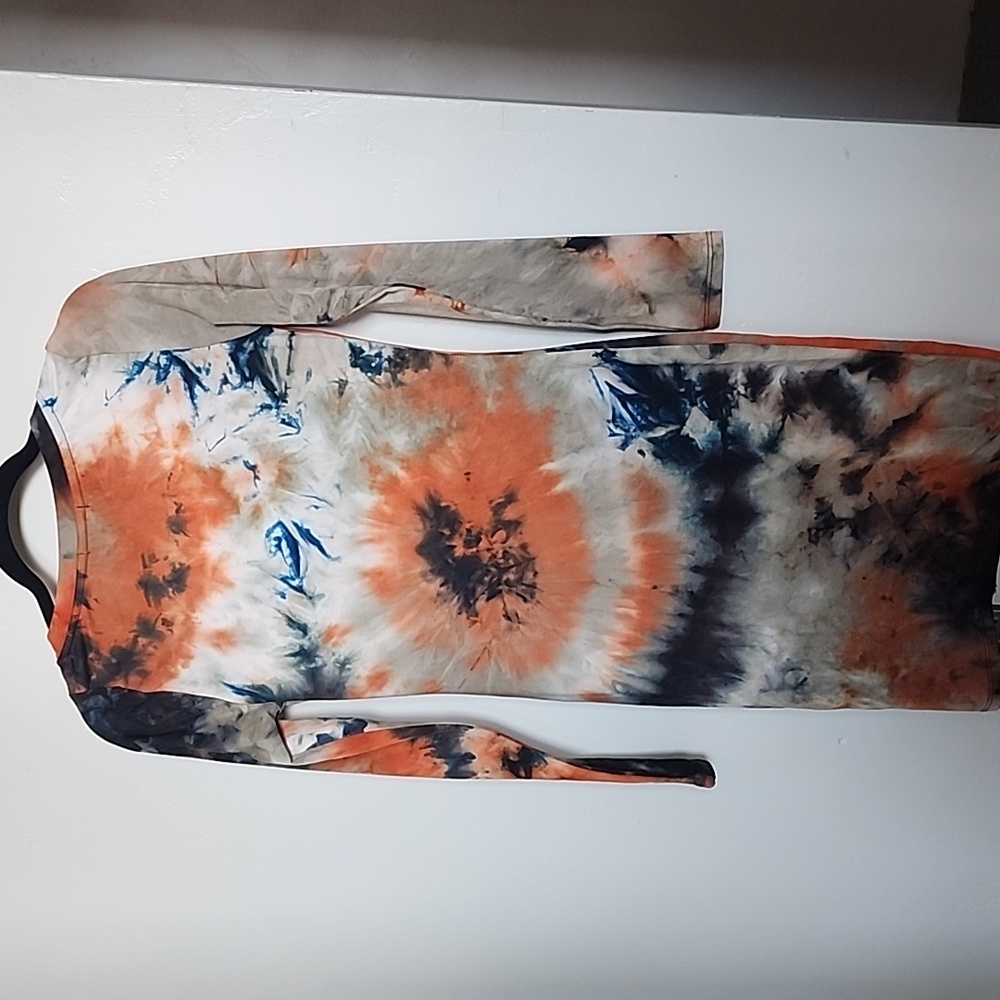 NWOT Heart Hips Orange/Blue/Beige Bodycon V-Neck Dress - Picture 5 of 6